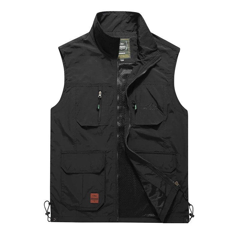 Herren multifunktionale Outdoor‑Utility‑Weste mit Reißverschluss, Mehrfachtaschen und atmungsaktivem Meshfutter Drune