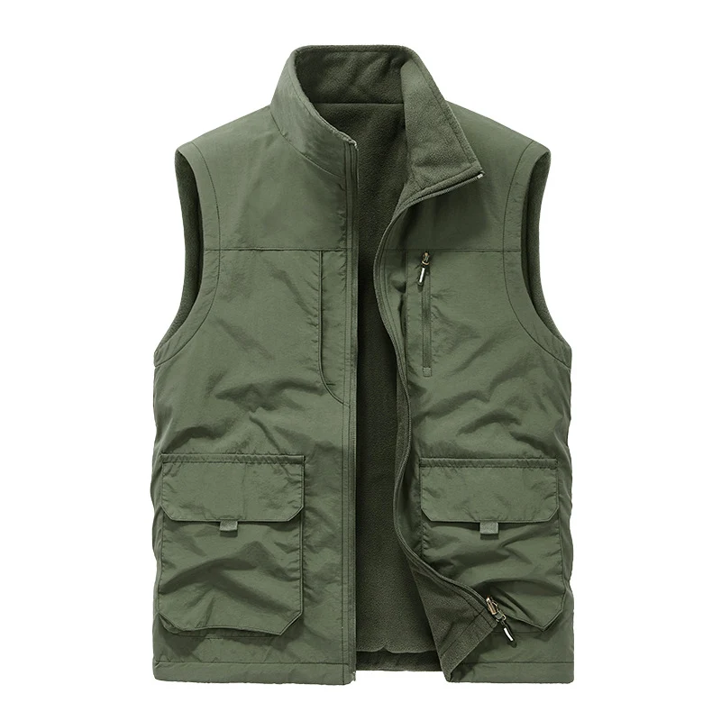 Herren Multifunktionale Outdoor-Utility-Weste mit Microfleece‑Innenlage und Mehrfachtaschen Drune