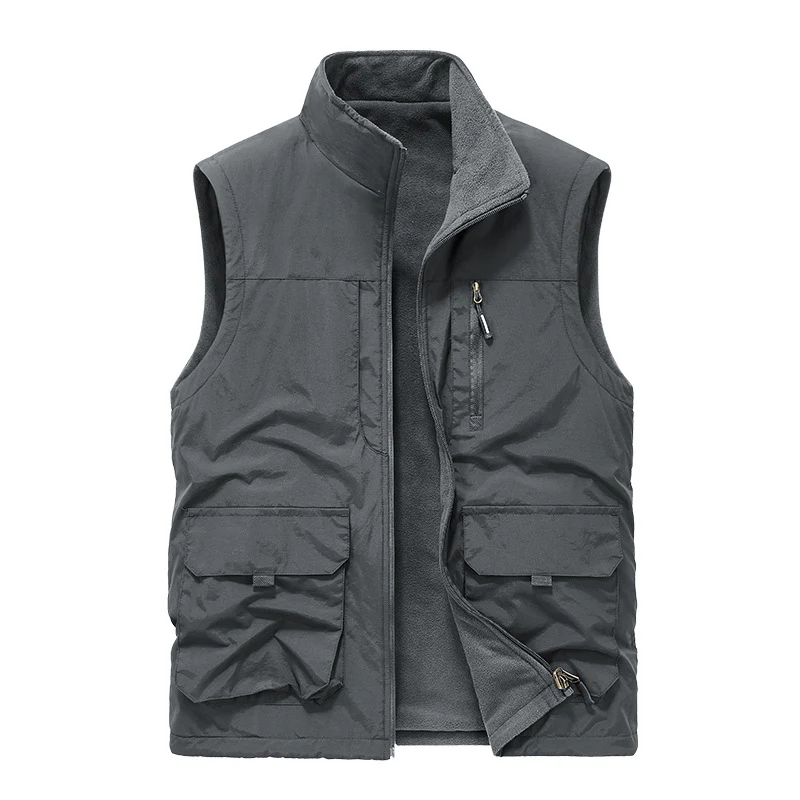 Herren Multifunktionale Outdoor-Utility-Weste mit Microfleece‑Innenlage und Mehrfachtaschen Drune
