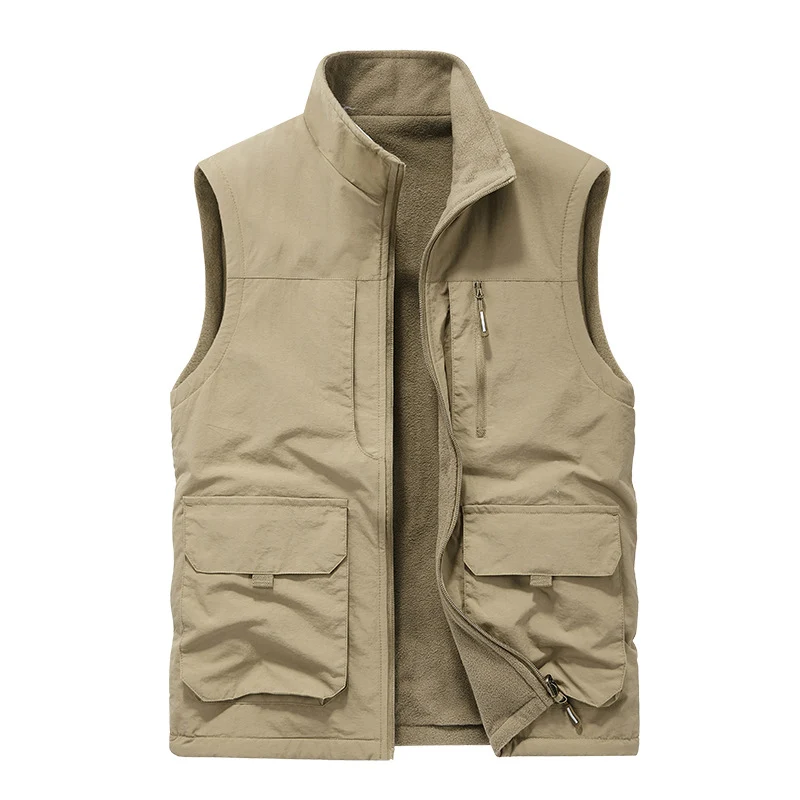 Herren Multifunktionale Outdoor-Utility-Weste mit Microfleece‑Innenlage und Mehrfachtaschen Drune