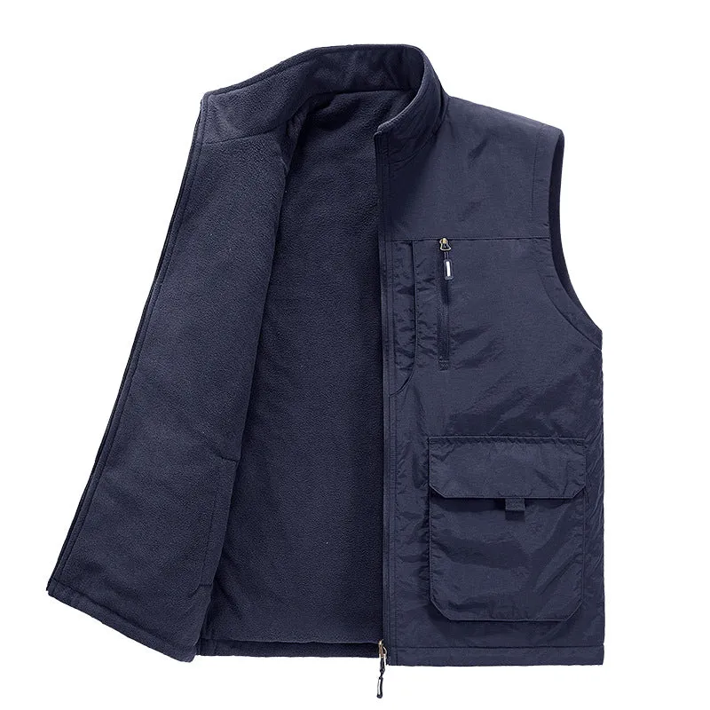 Herren Multifunktionale Outdoor-Utility-Weste mit Microfleece‑Innenlage und Mehrfachtaschen Drune