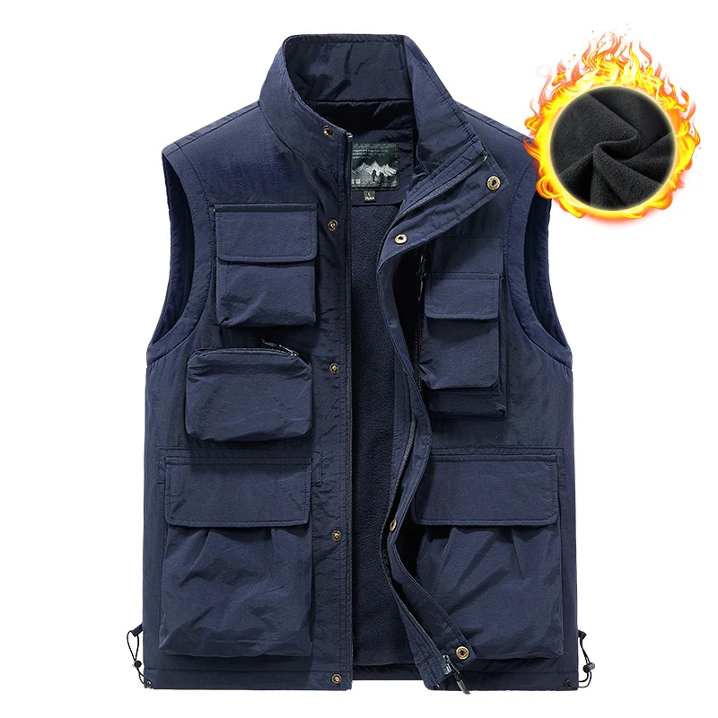 Herren Multifunktionale Outdoor-Utility-Weste mit fleecegefütterter Thermo-Innenlage und Mehrfachtaschen Drune