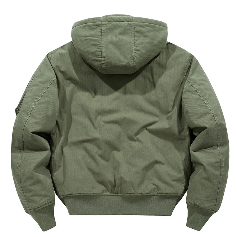 Herren multifunktionale Feldjacke im Bomberstil mit Kapuze und Ärmel-Tasche Drune