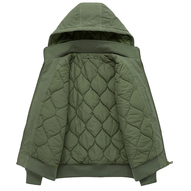 Herren multifunktionale Feldjacke im Bomberstil mit Kapuze und Ärmel-Tasche Drune
