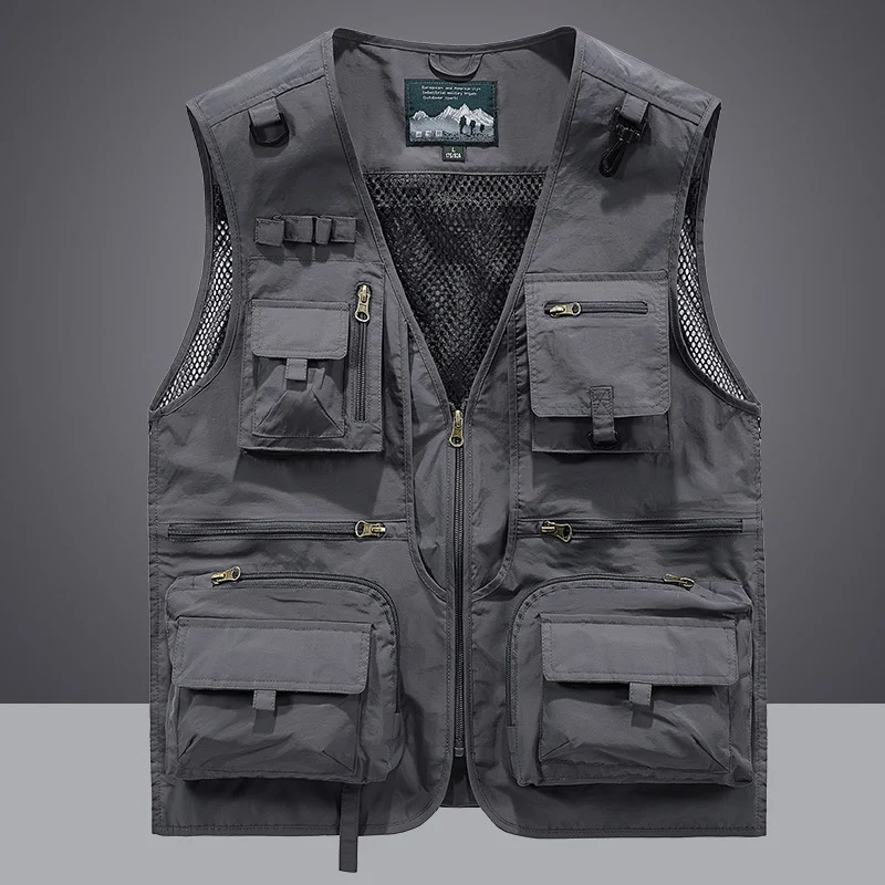 Herren Multifunktionale Angler- und Utilityweste mit Mesh‑Einsätzen und Multifachtaschen Drune
