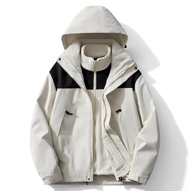 Herren modulare Kapuzenjacke mit separatem Fleece-Innenlayer, wasserabweisender Shell und funktionalen Taschen Drune