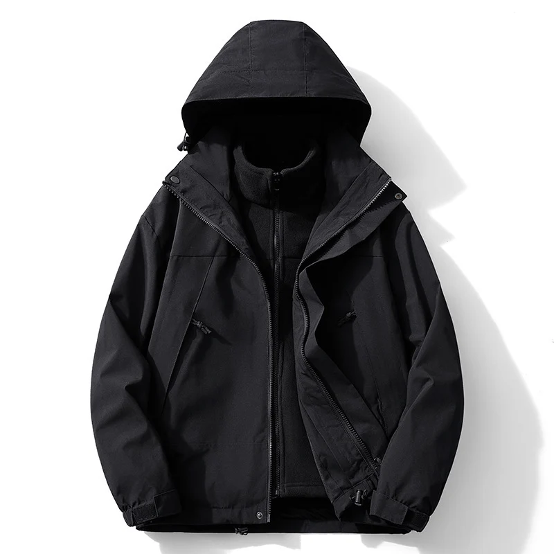 Herren modulare Kapuzenjacke mit separatem Fleece-Innenlayer, wasserabweisender Shell und funktionalen Taschen Drune