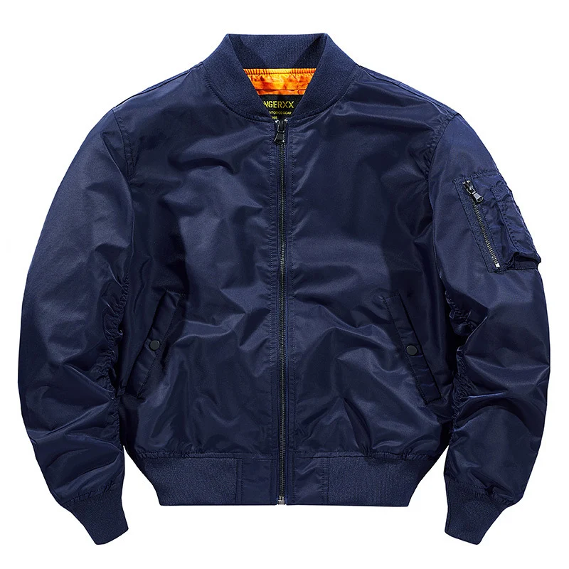 Herren Modernes Nylon-Flightbomber mit kontrastierendem Innenfutter, Ärmeltasche und elastischem Rippbündchen Drune