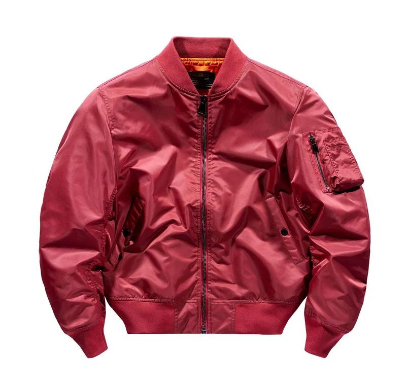 Herren Modernes Nylon-Flightbomber mit kontrastierendem Innenfutter, Ärmeltasche und elastischem Rippbündchen Drune