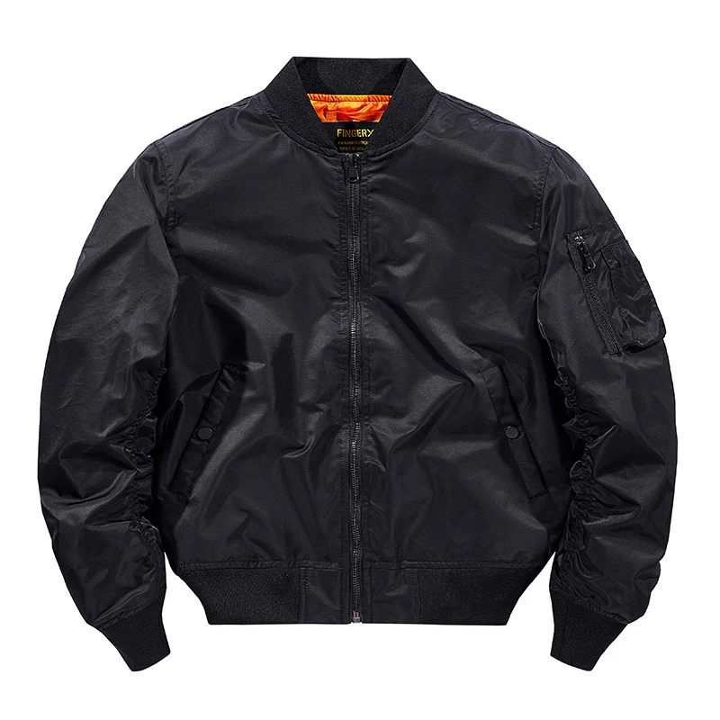 Herren Modernes Nylon-Flightbomber mit kontrastierendem Innenfutter, Ärmeltasche und elastischem Rippbündchen Drune
