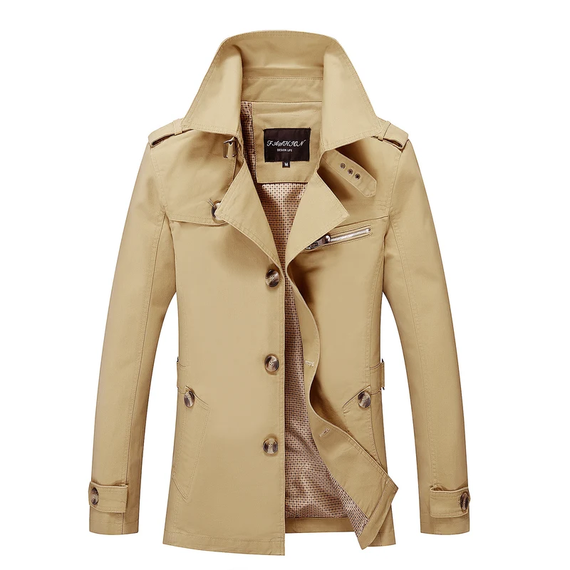 Herren mittellanger Canvas-Fieldparka mit Stehkragen Schulterepauletten und Utility-Taschen Drune