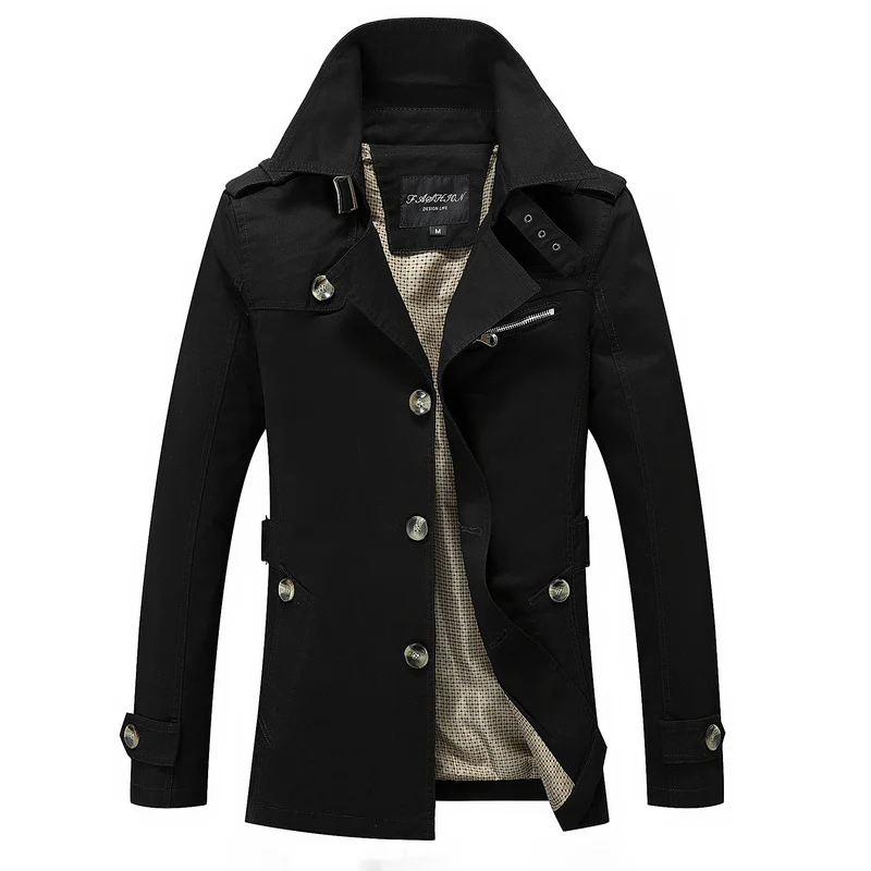 Herren mittellanger Canvas-Fieldparka mit Stehkragen Schulterepauletten und Utility-Taschen Drune