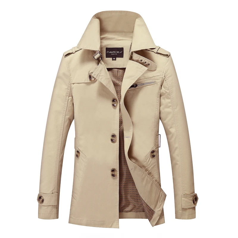 Herren mittellanger Canvas-Fieldparka mit Stehkragen Schulterepauletten und Utility-Taschen Drune