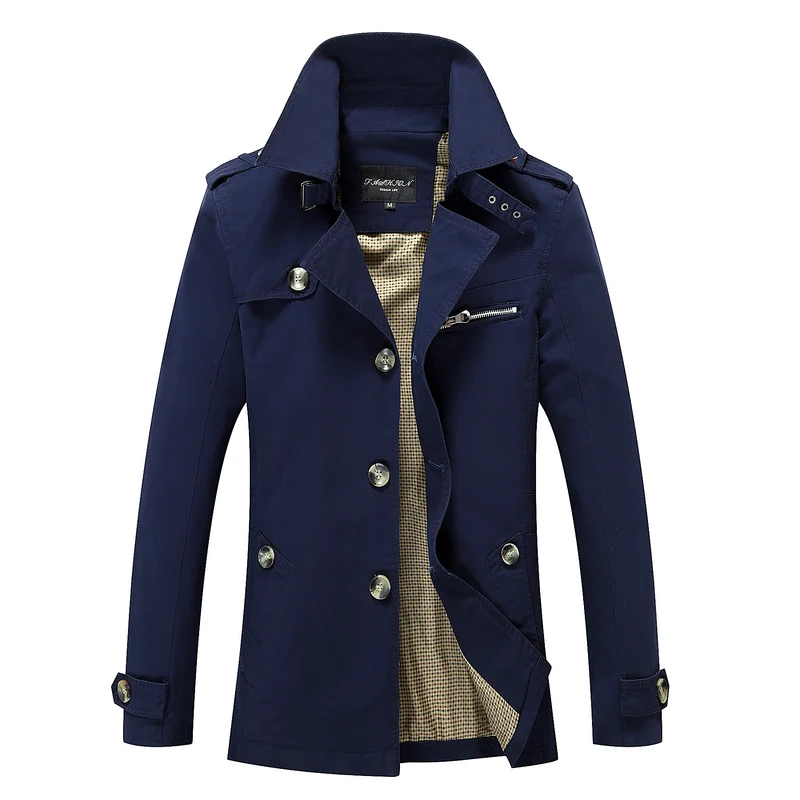 Herren mittellanger Canvas-Fieldparka mit Stehkragen Schulterepauletten und Utility-Taschen Drune