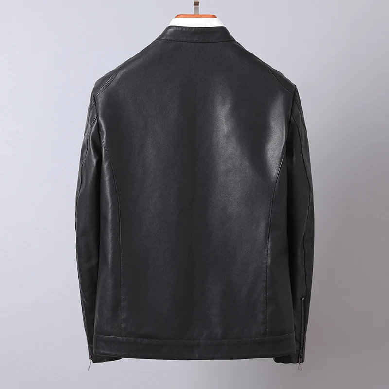 Herren Minimalistisches Kunstleder-Blouson mit Stehkragen und seitlichen Reißverschlusstaschen Drune