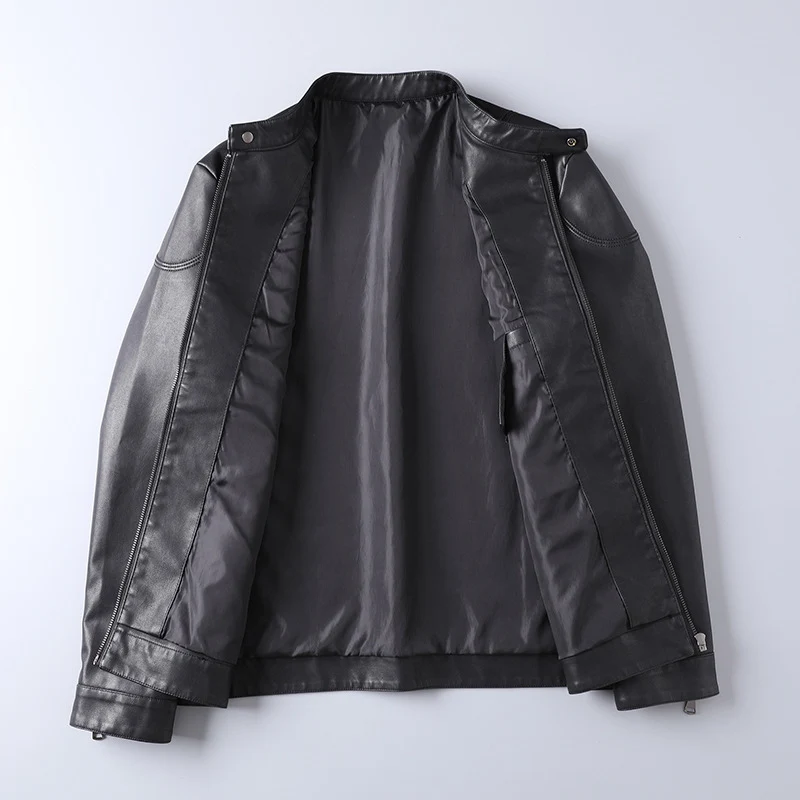 Herren Minimalistisches Kunstleder-Blouson mit Stehkragen und seitlichen Reißverschlusstaschen Drune