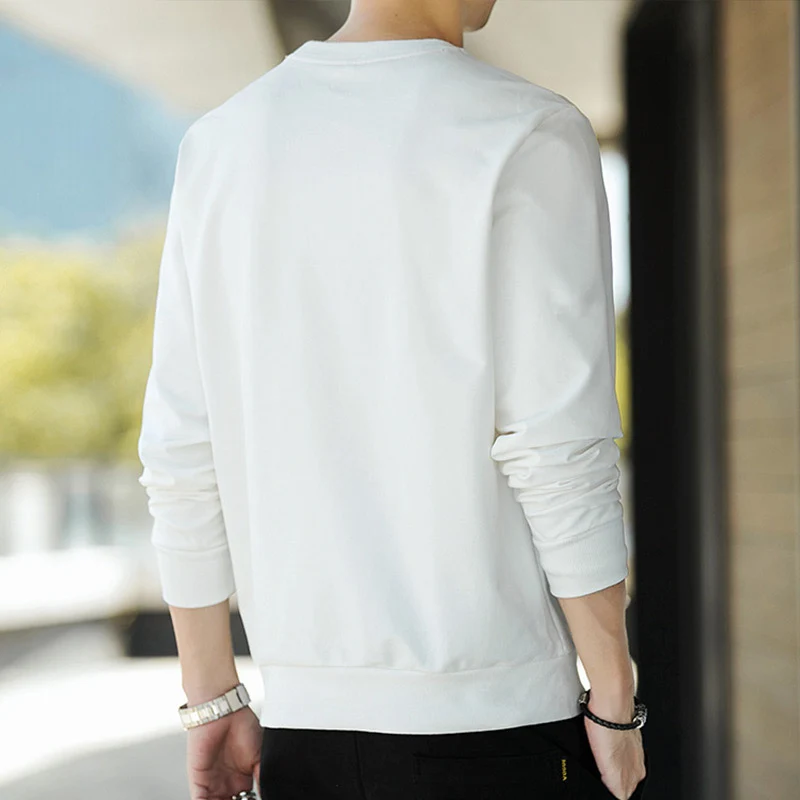 Herren Minimalistisches Baumwoll-Sweatshirt mit Rundhals und gerippten Bündchen Drune