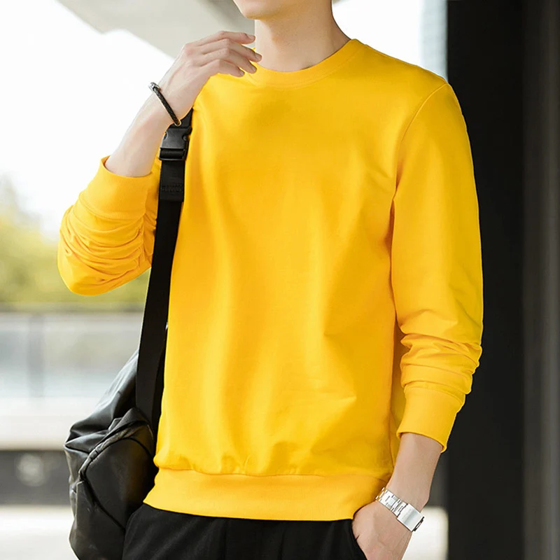 Herren Minimalistisches Baumwoll-Sweatshirt mit Rundhals und gerippten Bündchen Drune