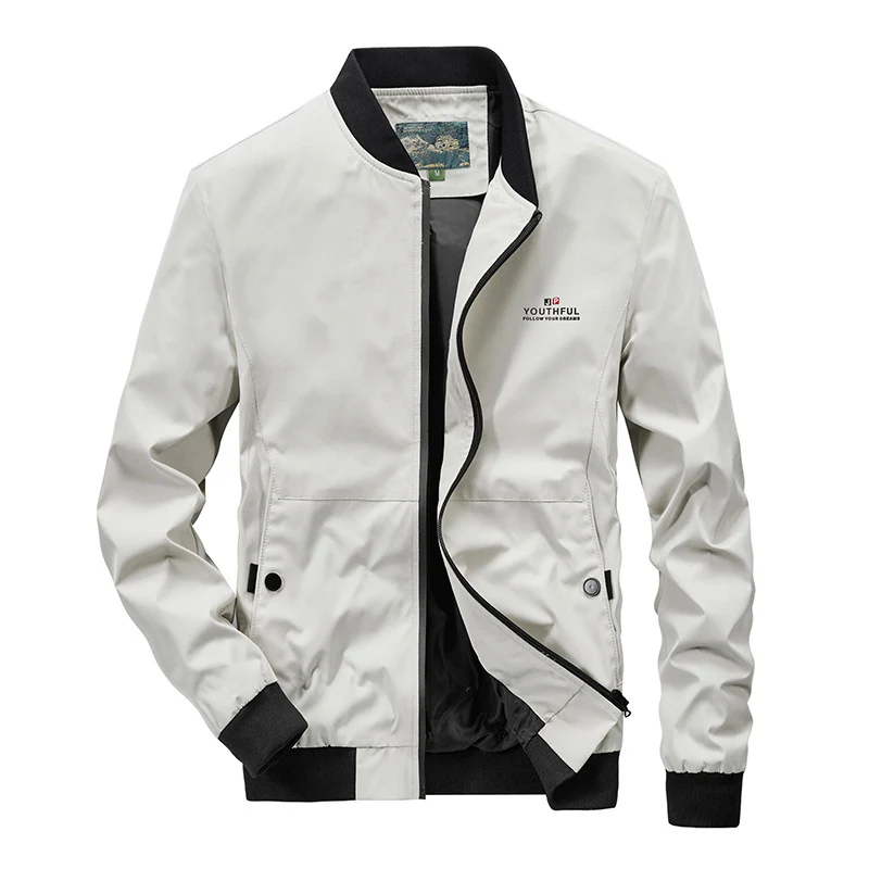 Herren minimalistischer Nylon-Flightblouson mit hohem Rippkragen, leicht wattiert und wasserabweisend Drune