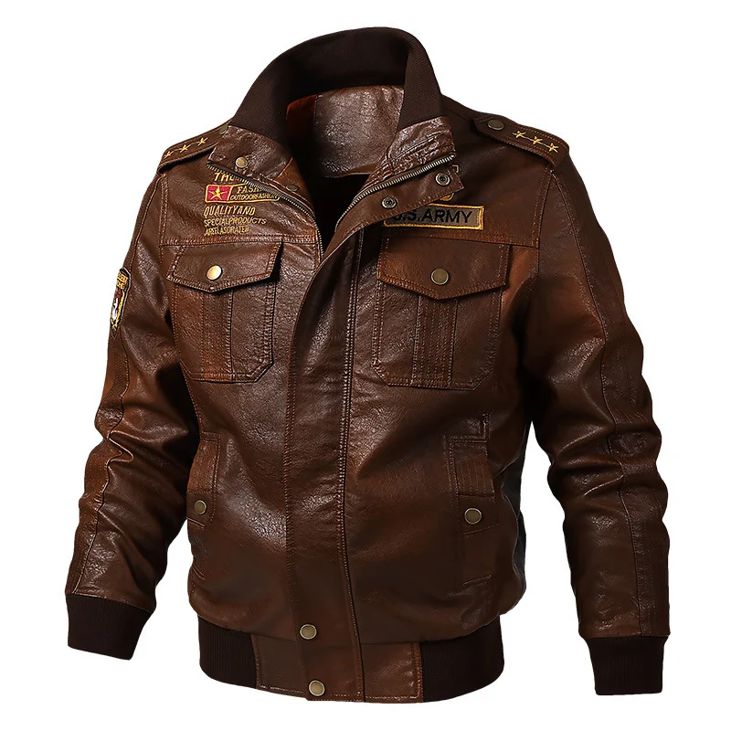 Herren Military-inspirierter Aviator-Blouson mit Schulterepauletten und Pattentaschen Drune
