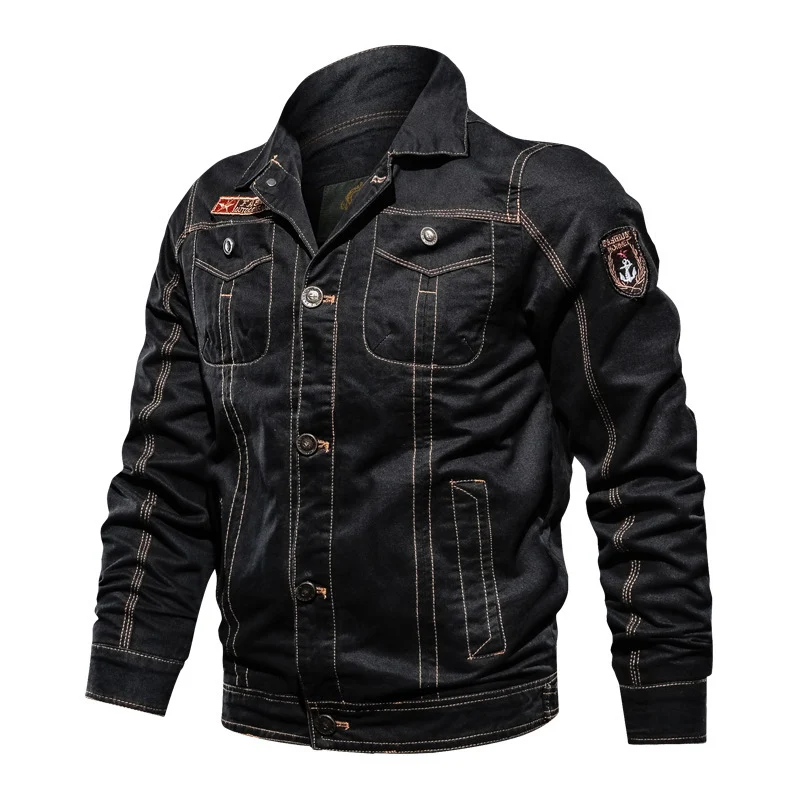 Herren Military‑inspirierte Canvas‑Fieldjacke mit kontrastierenden Ziernähten und Brustklappen Drune