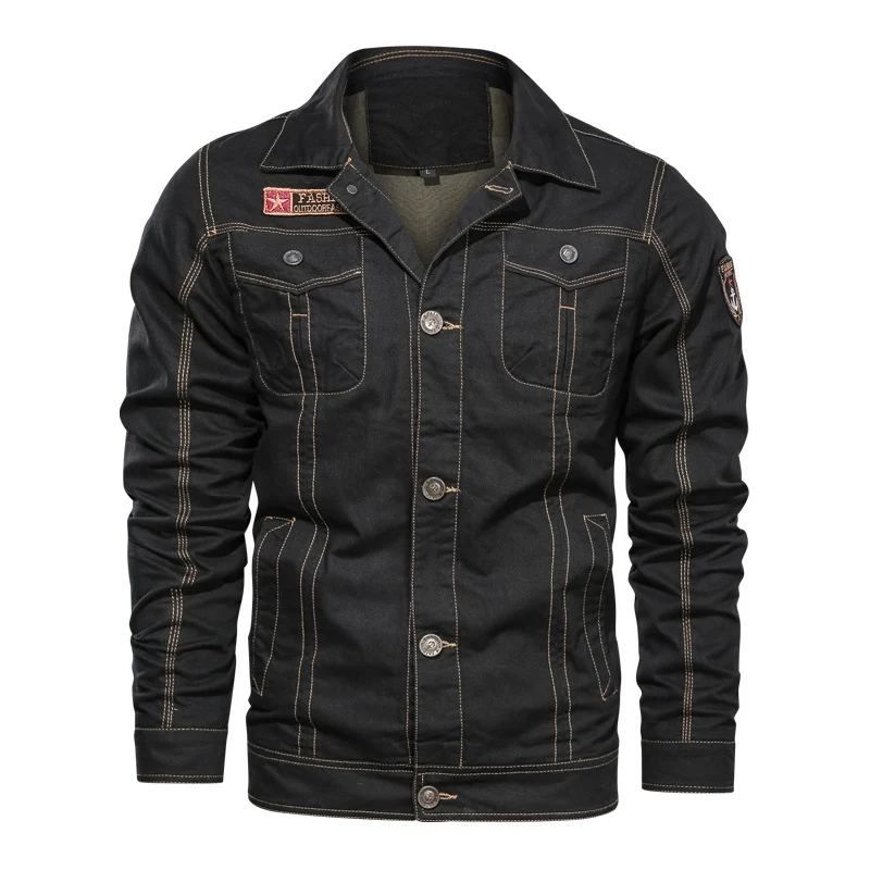 Herren Military‑inspirierte Canvas‑Fieldjacke mit kontrastierenden Ziernähten und Brustklappen Drune