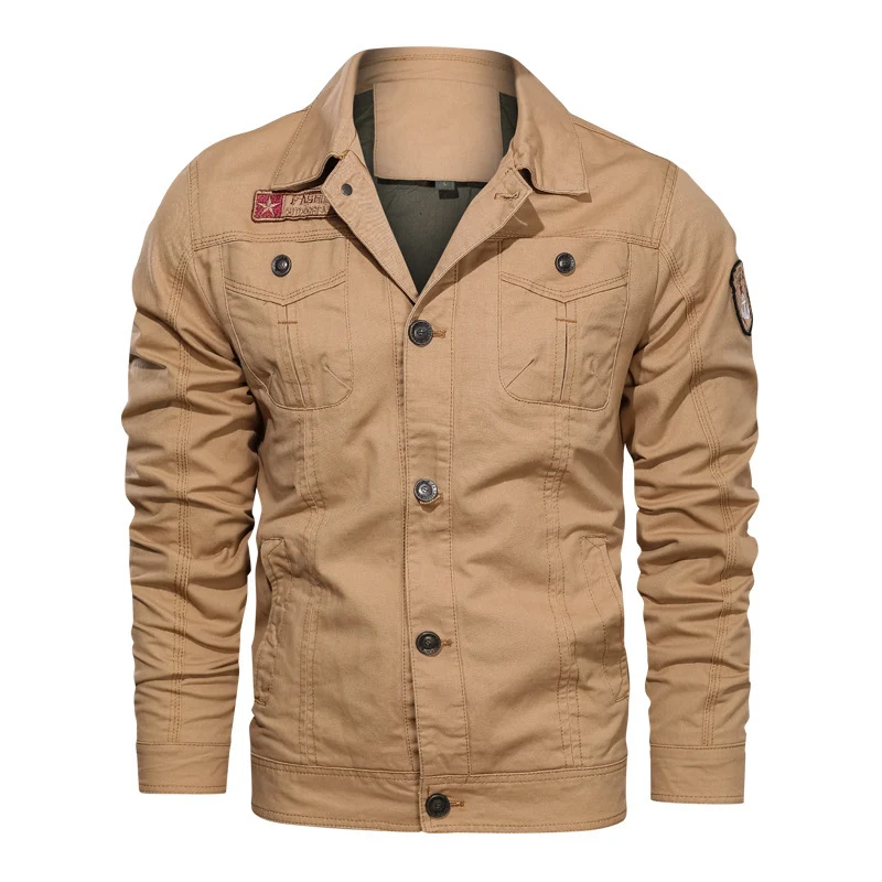 Herren Military‑inspirierte Canvas‑Fieldjacke mit kontrastierenden Ziernähten und Brustklappen Drune