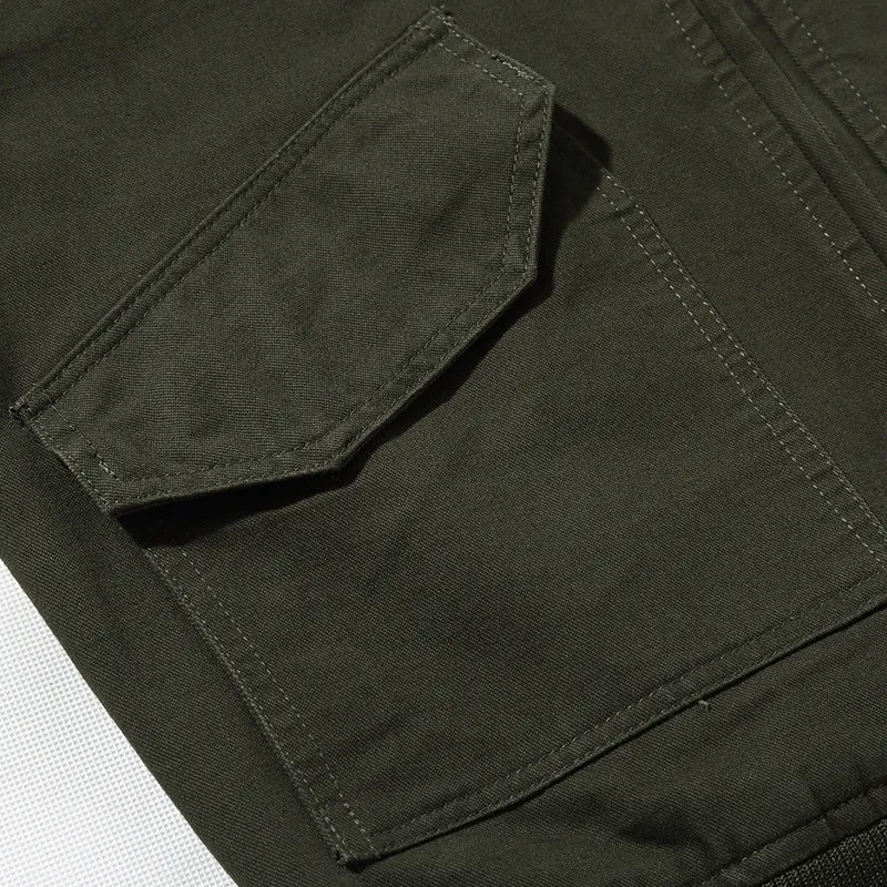 Herren Military-Canvas Bomberjacke mit Stickpatches und Ärmeltasche Drune