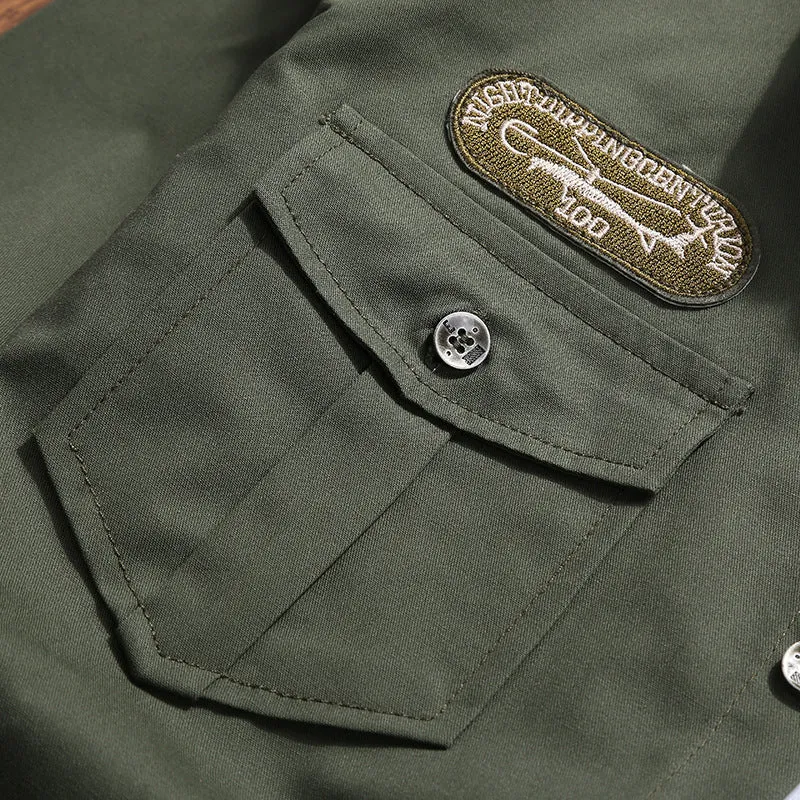 Herren Militärinspirierte Utility‑Hemdjacke mit Schulterklappen und Pattentaschen Drune