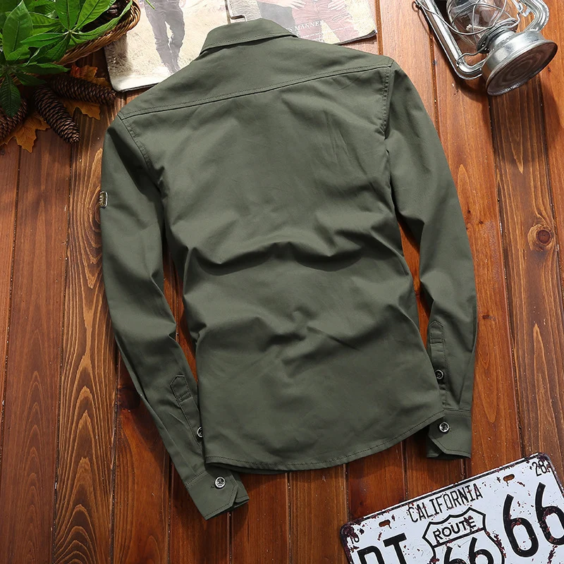 Herren Militärinspirierte Utility‑Hemdjacke mit Schulterklappen und Pattentaschen Drune