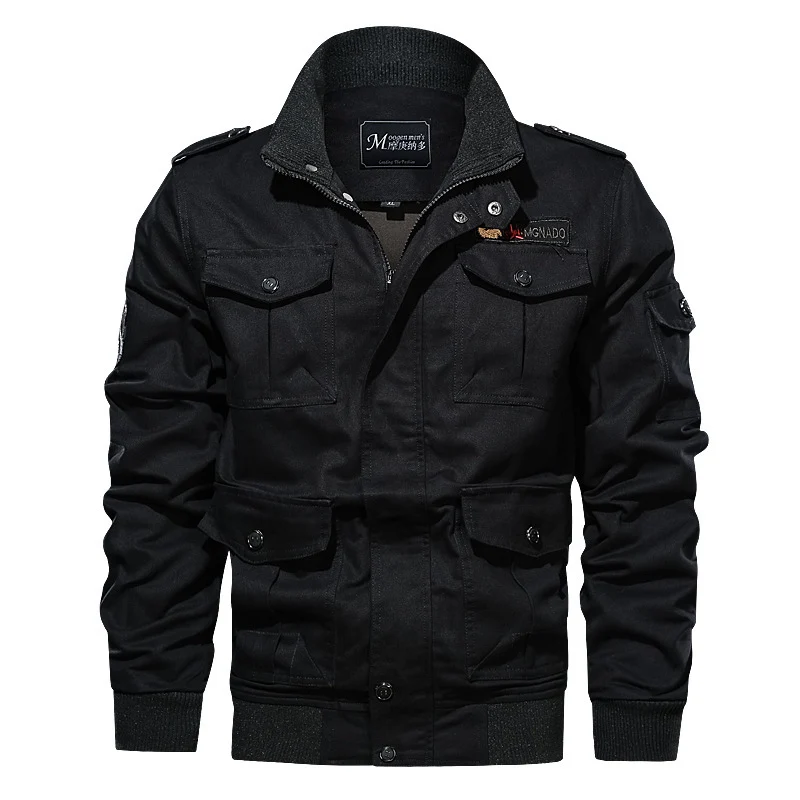 Herren Militärinspirierte Canvas‑Fieldjacke mit Epauletten, Mehrfach‑Taschen und geripptem Bund Drune