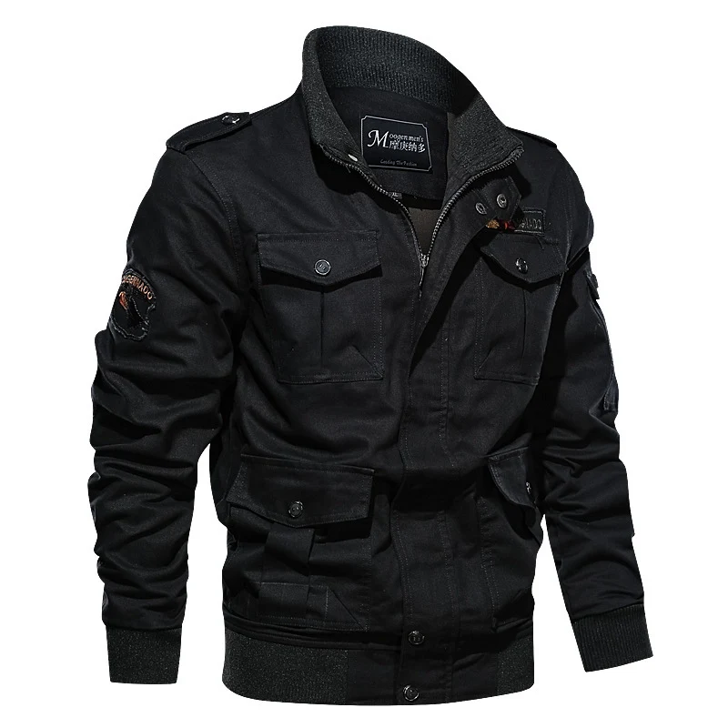 Herren Militärinspirierte Canvas‑Fieldjacke mit Epauletten, Mehrfach‑Taschen und geripptem Bund Drune