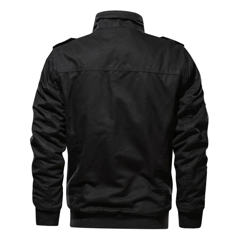 Herren Militärinspirierte Canvas‑Fieldjacke mit Epauletten, Brustpattentaschen und Rippbündchen Drune