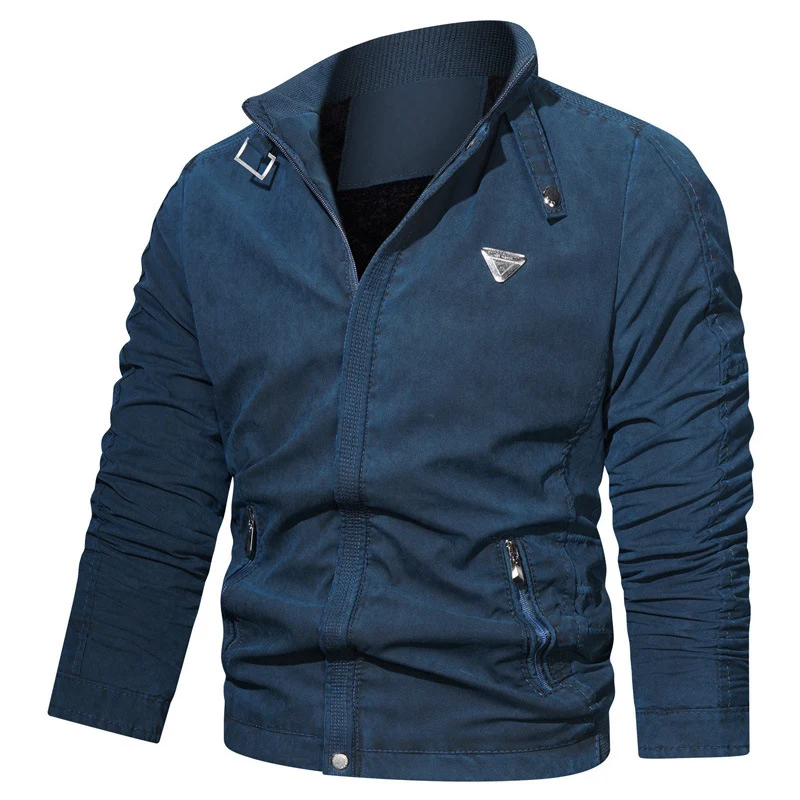 Herren Mikrofaser-Canvas-Blouson im Pilotenstil mit gerafften Ärmeln und verdeckten Reißverschlüssen Drune