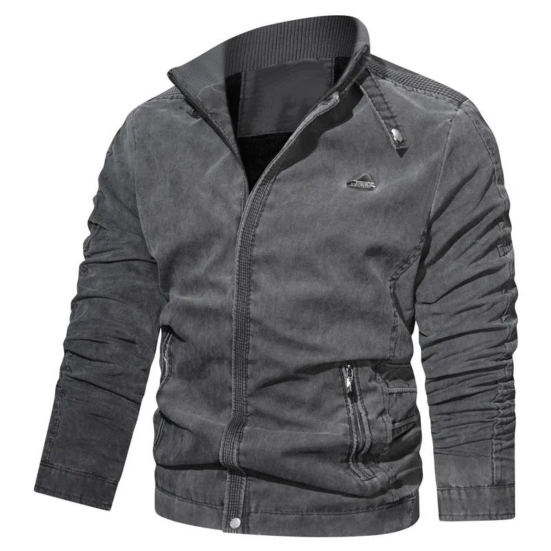 Herren Mikrofaser-Canvas-Blouson im Pilotenstil mit gerafften Ärmeln und verdeckten Reißverschlüssen Drune