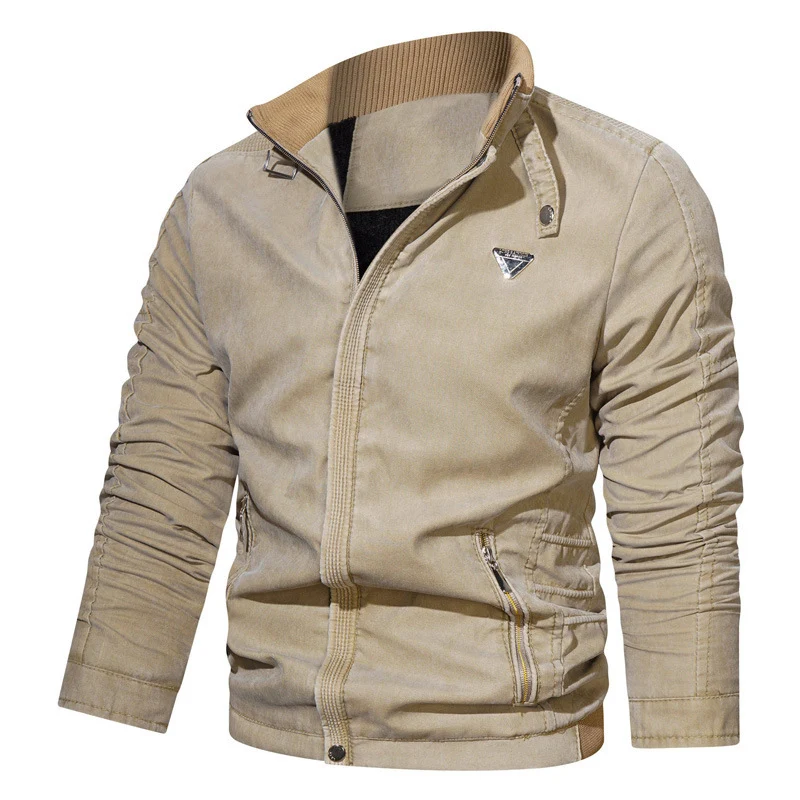 Herren Mikrofaser-Canvas-Blouson im Pilotenstil mit gerafften Ärmeln und verdeckten Reißverschlüssen Drune