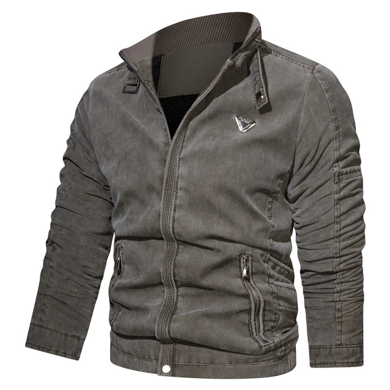 Herren Mikrofaser-Canvas-Blouson im Pilotenstil mit gerafften Ärmeln und verdeckten Reißverschlüssen Drune
