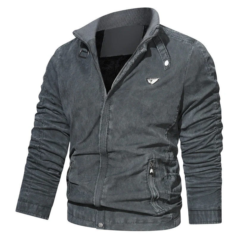 Herren Mikrofaser-Canvas-Blouson im Pilotenstil mit gerafften Ärmeln und verdeckten Reißverschlüssen Drune