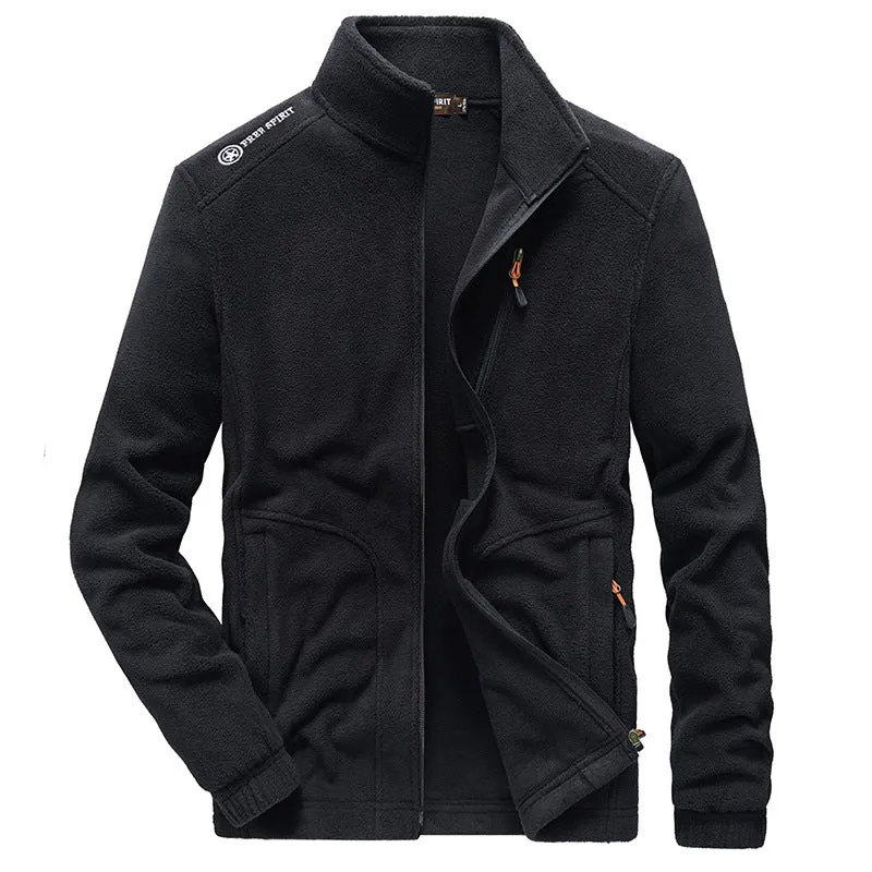 Herren Microfleece-Outdoorjacke mit Stehkragen, durchgehendem Reißverschluss und Ziptaschen Drune
