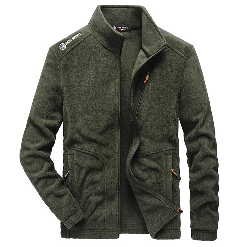 Herren Microfleece-Outdoorjacke mit Stehkragen, durchgehendem Reißverschluss und Ziptaschen Drune