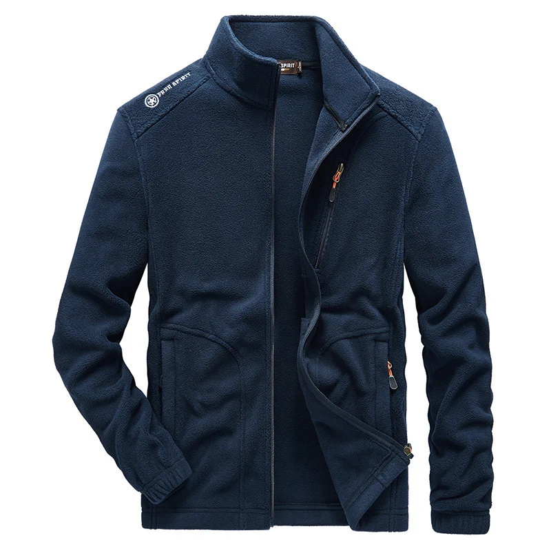 Herren Microfleece-Outdoorjacke mit Stehkragen, durchgehendem Reißverschluss und Ziptaschen Drune