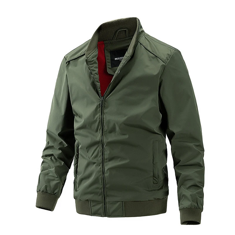 Herren Leichter Nylon-Bomber mit Rippbündchen Stehkragen und atmungsaktivem Meshfutter Drune