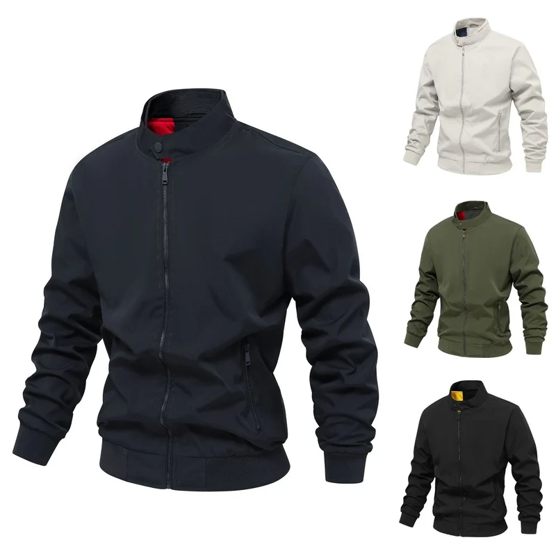 Herren Leichter Nylon-Bomber mit Rippbündchen Stehkragen und atmungsaktivem Meshfutter Drune