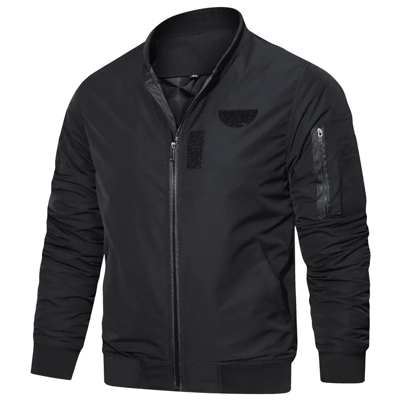 Herren leichter Nylon‑Bomber mit minimalistischem Stehkragen, Ärmel‑Organizer und windabweisender Shell Drune