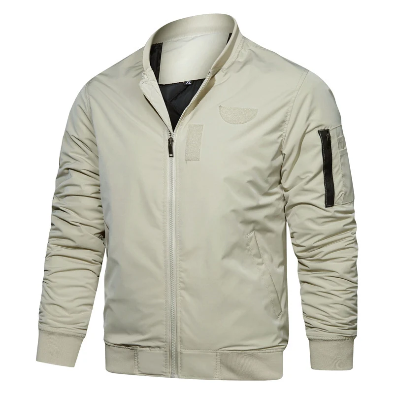 Herren leichter Nylon‑Bomber mit minimalistischem Stehkragen, Ärmel‑Organizer und windabweisender Shell Drune
