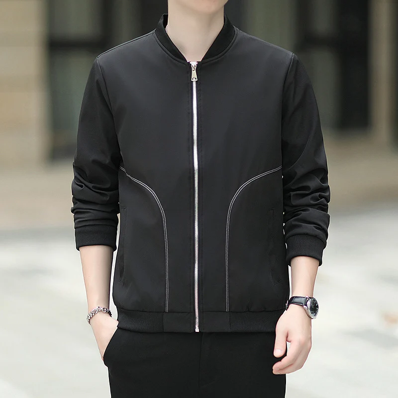 Herren leichter Nylon-Bomber mit minimalistischem Design und gerippten Bündchen Drune