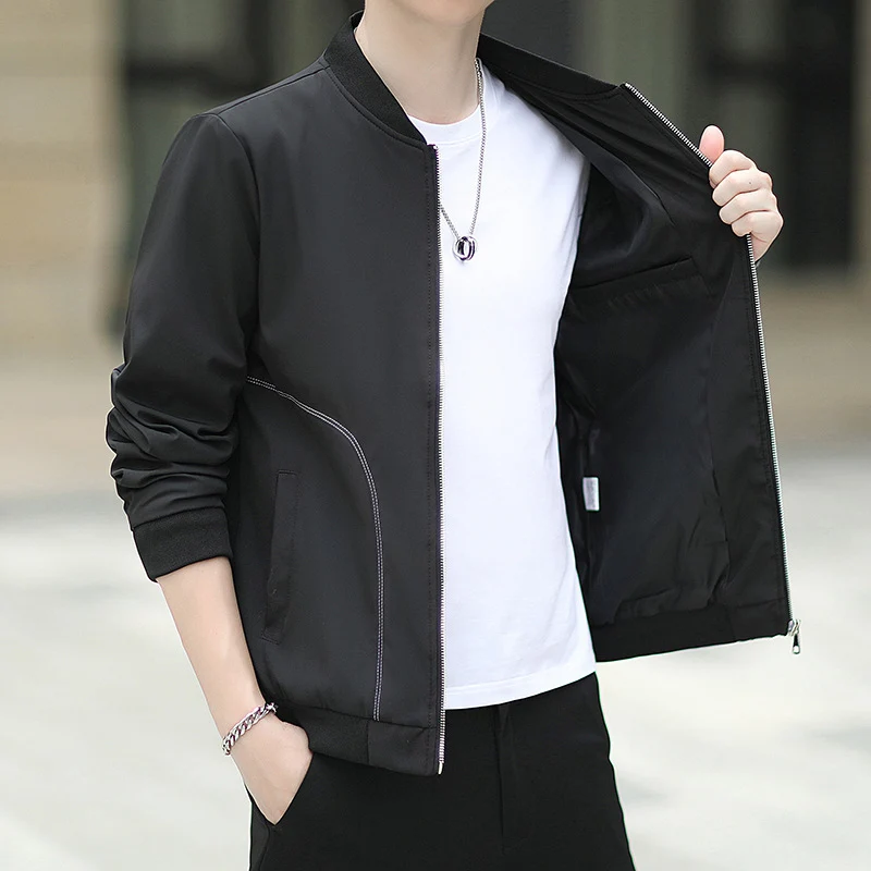 Herren leichter Nylon-Bomber mit minimalistischem Design und gerippten Bündchen Drune
