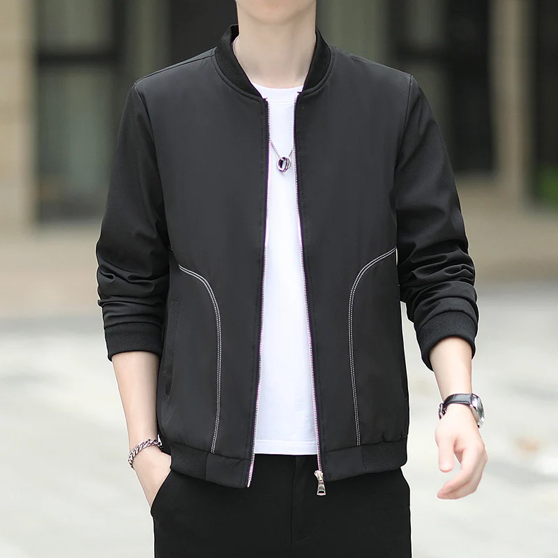 Herren leichter Nylon-Bomber mit minimalistischem Design und gerippten Bündchen Drune