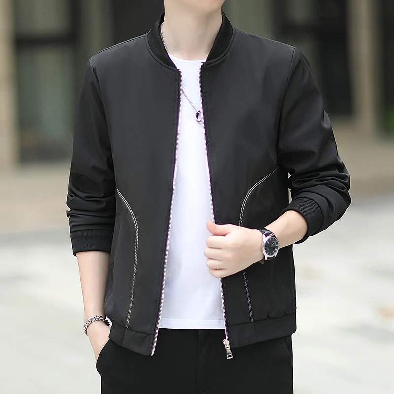 Herren leichter Nylon-Bomber mit minimalistischem Design und gerippten Bündchen Drune
