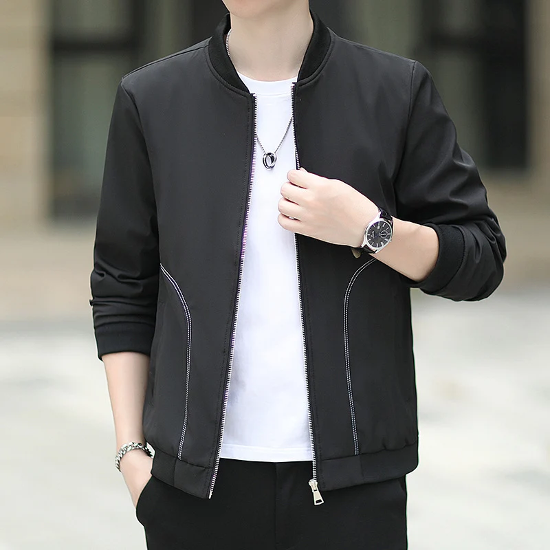 Herren leichter Nylon-Bomber mit minimalistischem Design und gerippten Bündchen Drune